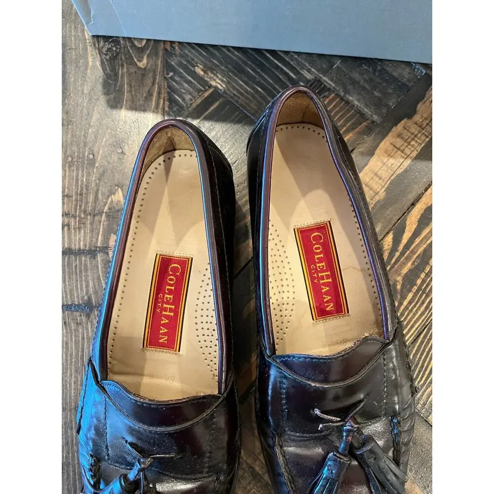 Cole Haan Pinch Tassel Penny Loafer Dress Shoes Men 8.5 Burgandy Preppy Academia